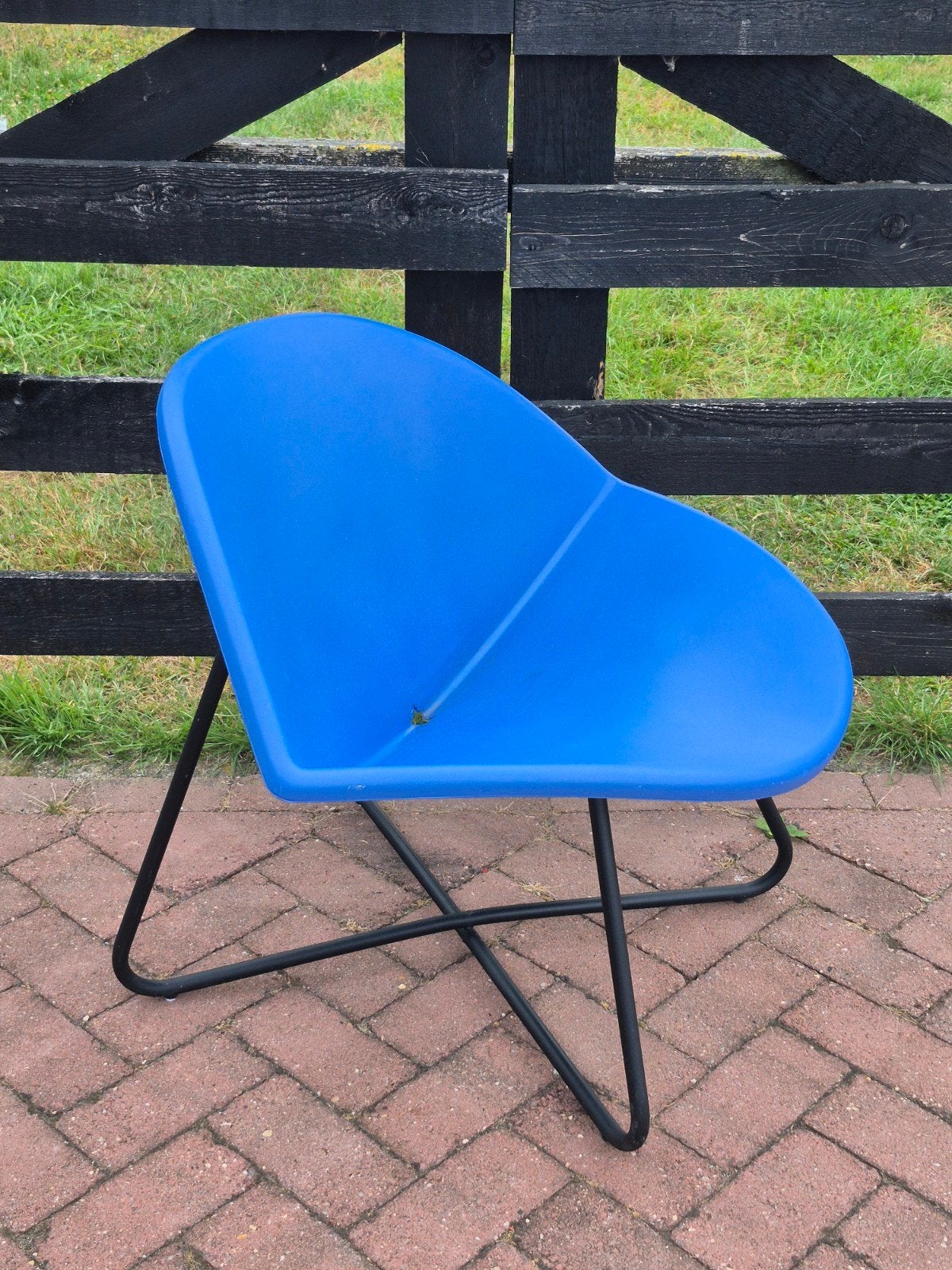 Vintage IKEA "Holk / Lips"  fauteuil stoel nu blauw, Huis en Inrichting, Fauteuils, Ophalen, Gebruikt, 75 tot 100 cm, Metaal