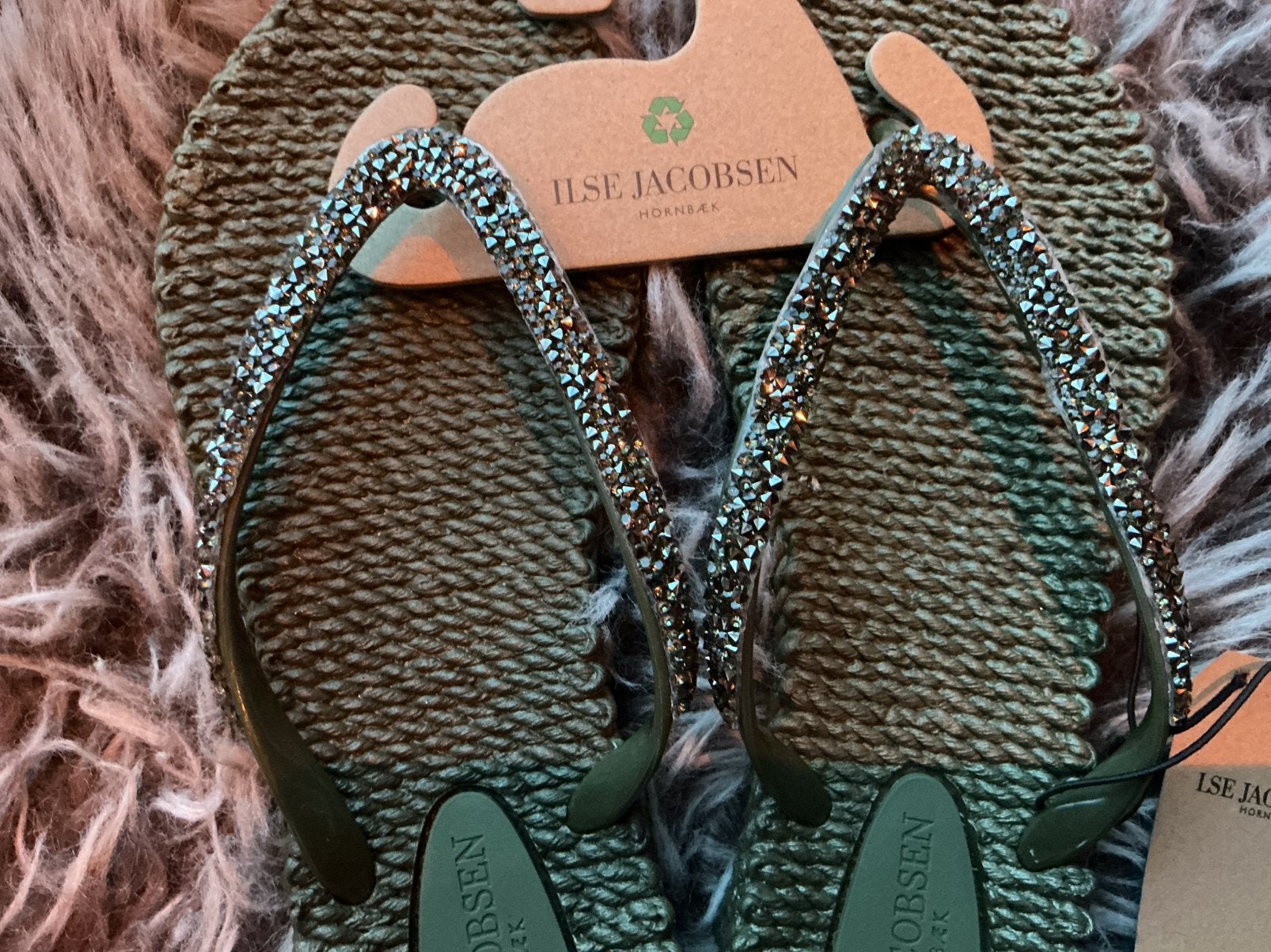 Nieuwe Ilse Jacobsen Slippers Groen Glitter * maat 38, Kleding | Dames, Ophalen of Verzenden, Zo goed als nieuw, Groen