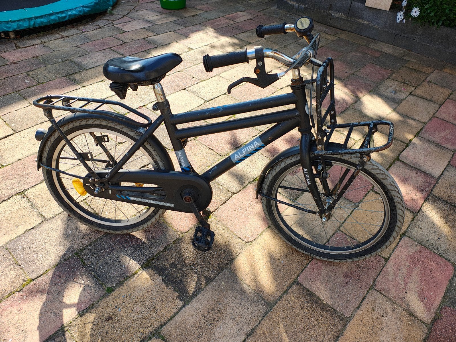 Alpina kinderfiets, 20 inch, zwart, met voordrager, Fietsen en Brommers, Ophalen, 20 inch of meer, Gebruikt, Velgrem