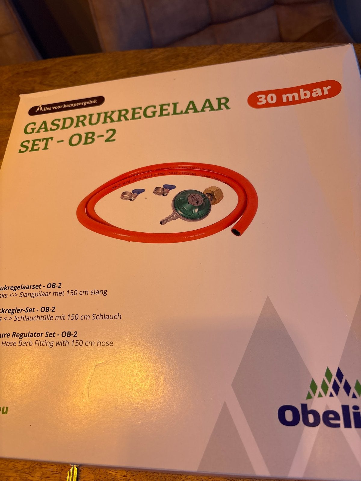 Gasdrukregelaar Set - OB-2 (30 mbar) met 150 cm slang, Ophalen of Verzenden, Nieuw