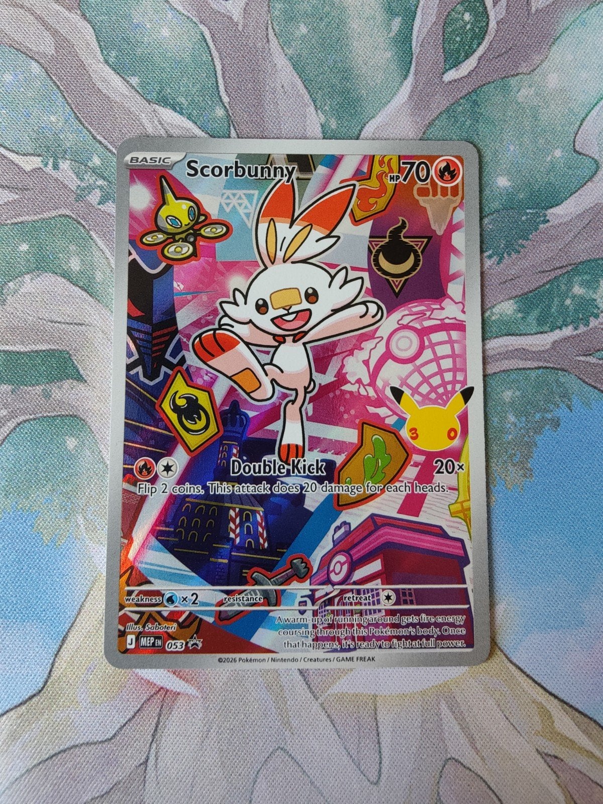 Pokemon black star promo scorbunny illustration mep053, Ophalen of Verzenden, Nieuw, Losse kaart, Foil