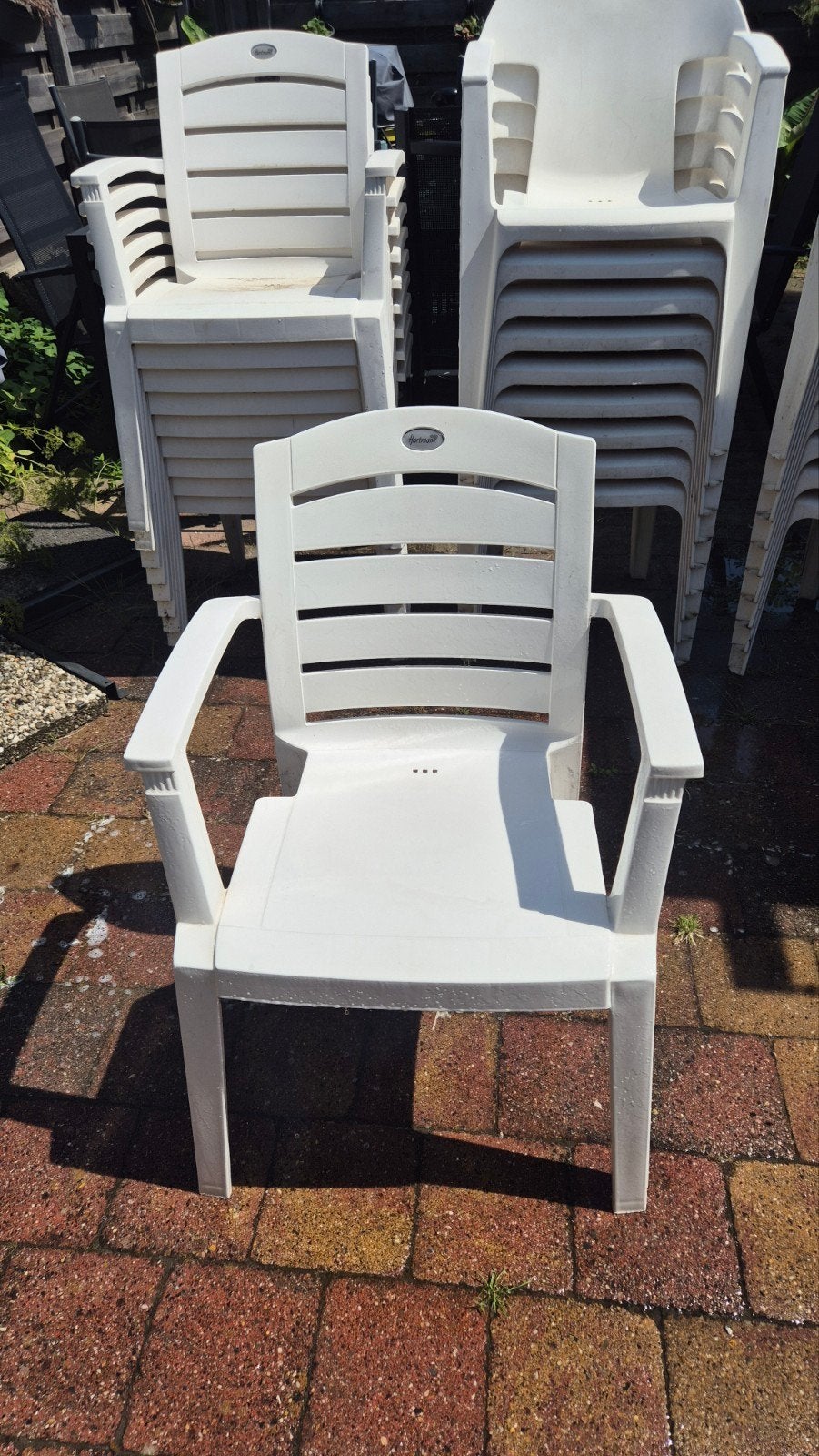 Hartman stoelen wit, Ophalen, Zo goed als nieuw, Kunststof