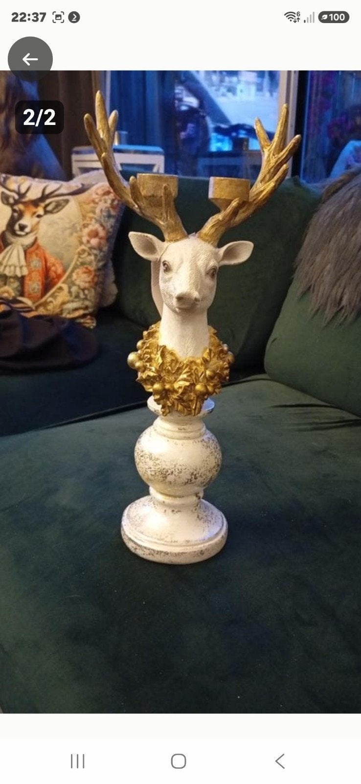 Prachtige decoratieve kandelaar in de vorm van een hertenkop, Ophalen of Verzenden, Nieuw