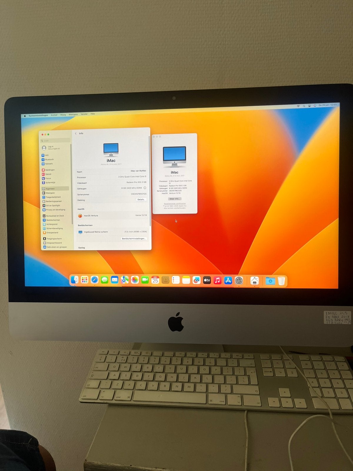 Imac 2017 4k scherm, Computers en Software, Apple Desktops, IMac, Ophalen of Verzenden, Zo goed als nieuw, 21,5 inch
