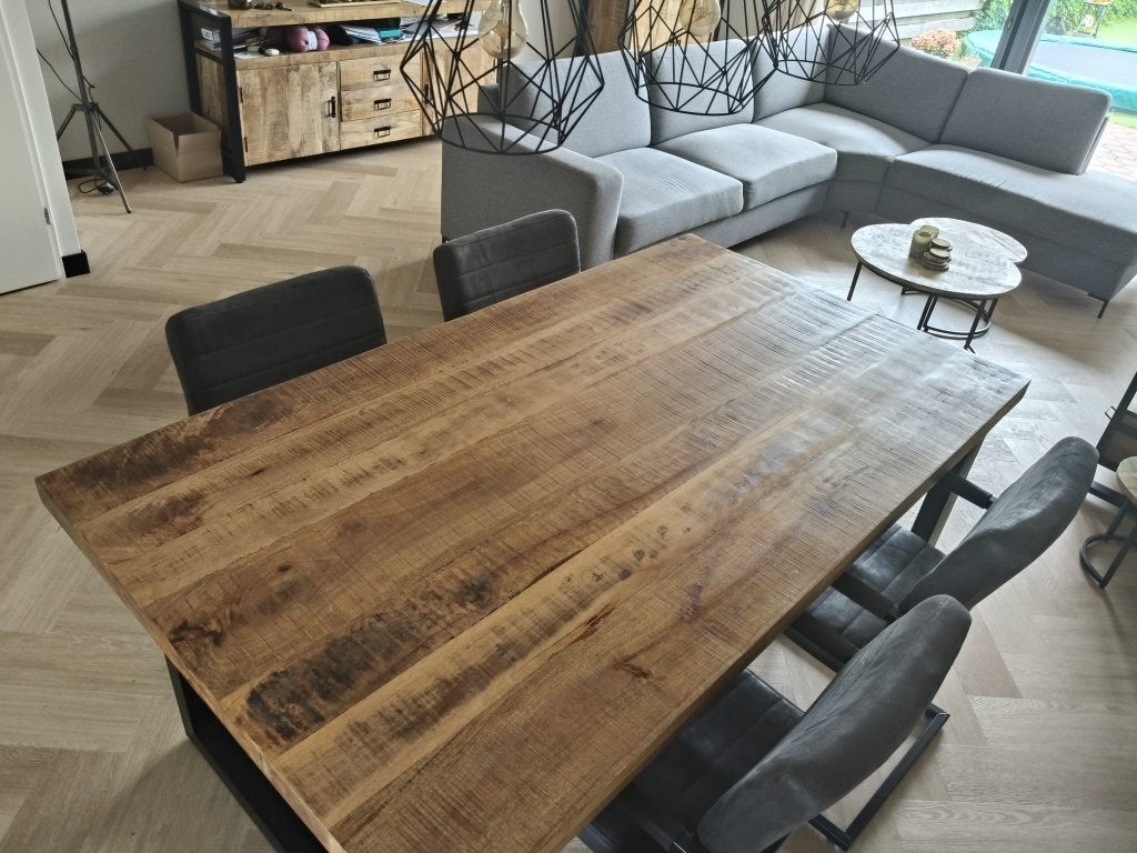 Leen Bakker Mangohouten Eettafel | 180x100 cm | Nette staat, Huis en Inrichting, Ophalen, Mangohout, 50 tot 100 cm, Zo goed als nieuw