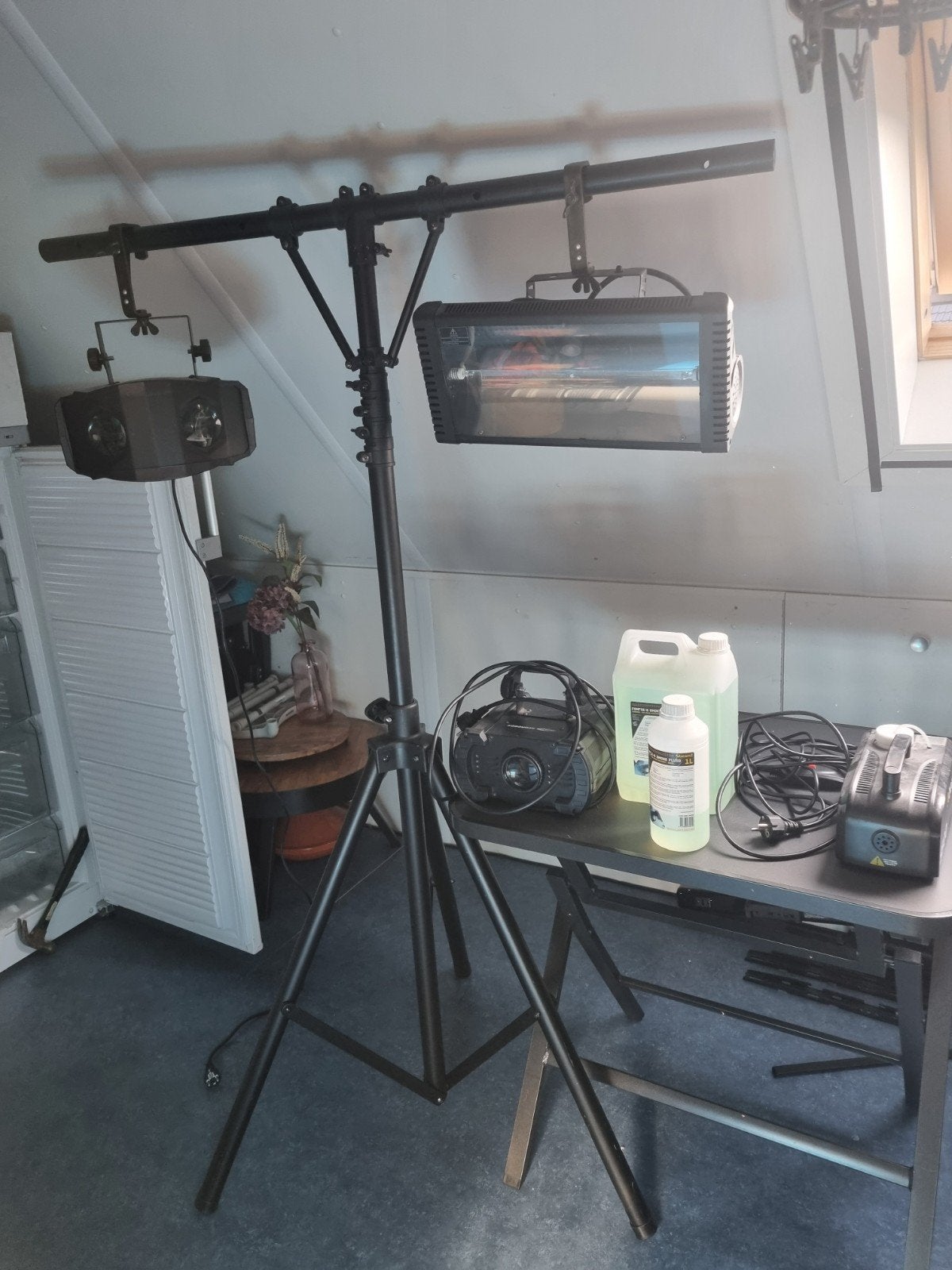 Complete Licht- en Rookset met Zware Kwaliteit Standaard, Ophalen, Gebruikt, Licht, Stroboscoopeffect