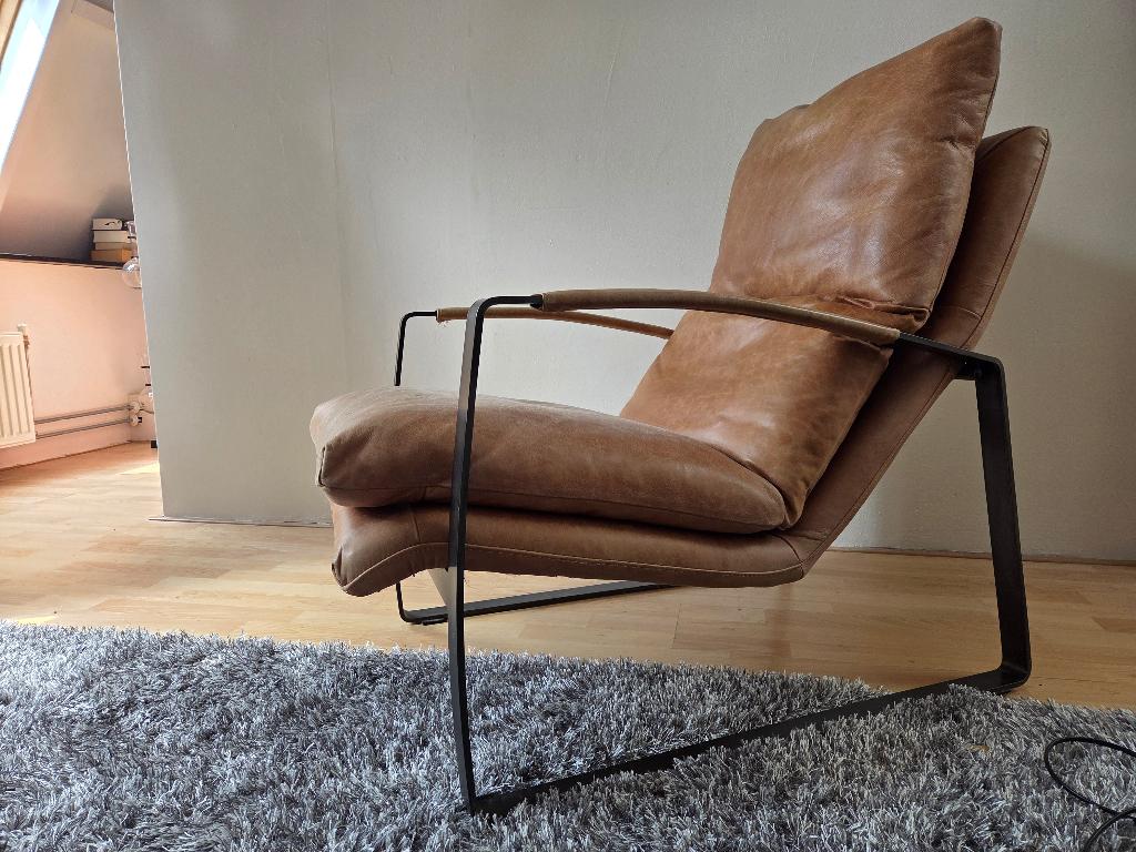 Leren stoel, Huis en Inrichting, Fauteuils, Ophalen, Gebruikt, 75 tot 100 cm, Modern