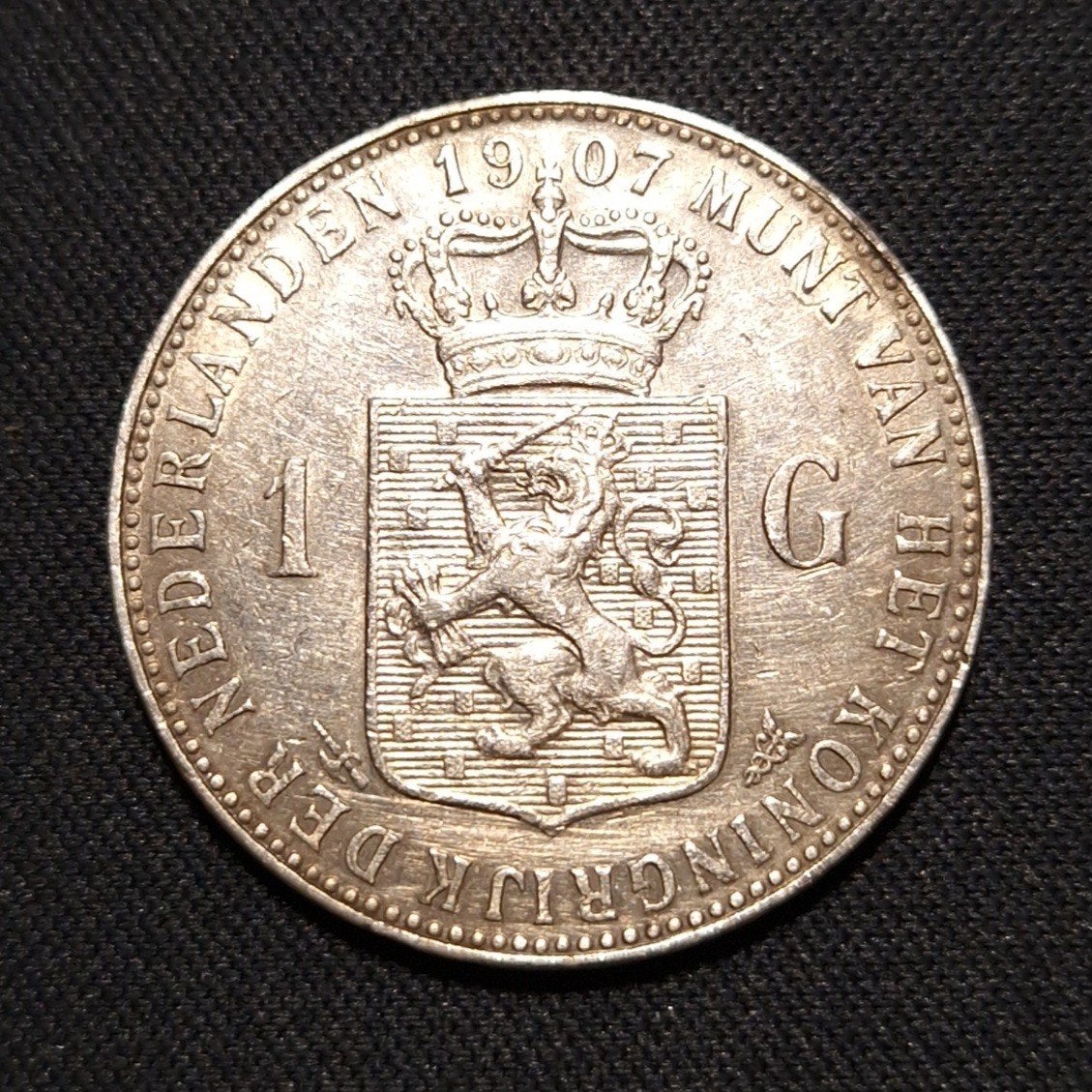 1 gulden 1907, Postzegels en Munten, 1 gulden, Verzenden, Zilver, Koningin Wilhelmina