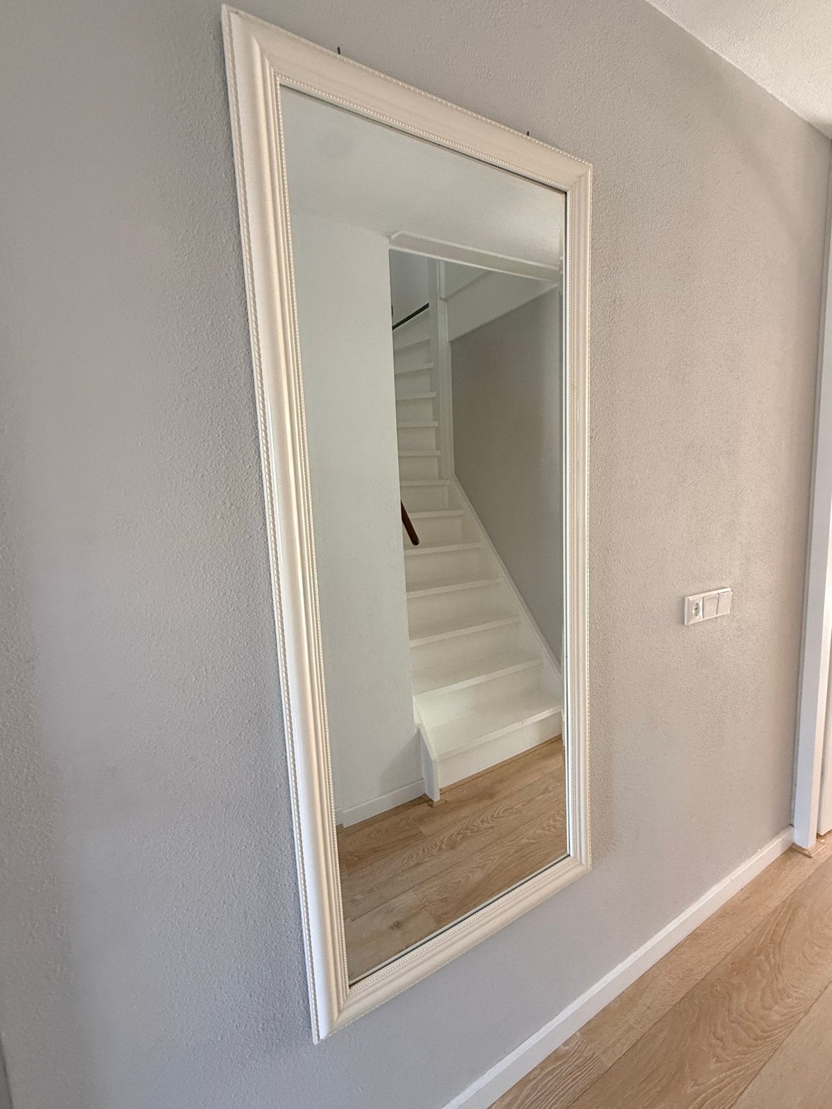 Grote spiegel met sierlijst - 72x161cm offwhite, Ophalen, Gebruikt, 150 tot 200 cm, Rechthoekig