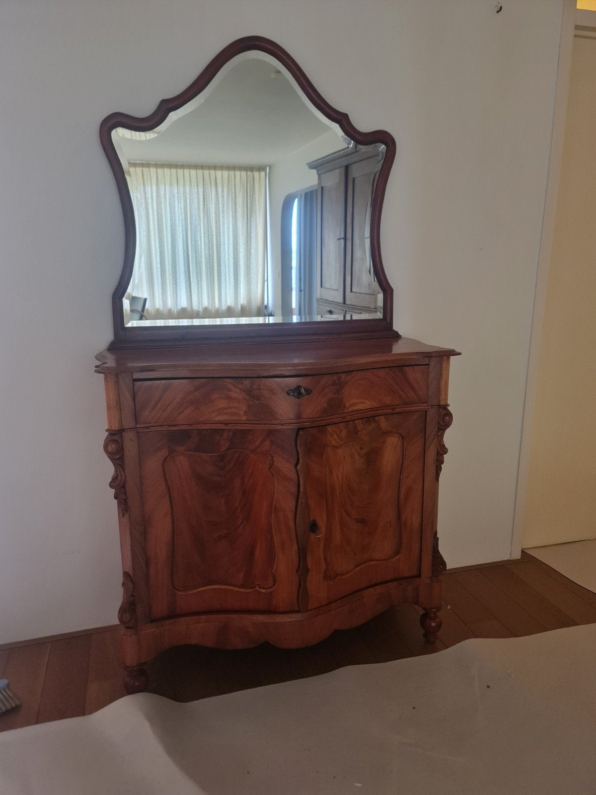 Antieke Biedermeier Commode Kast met Spiegel, Ophalen