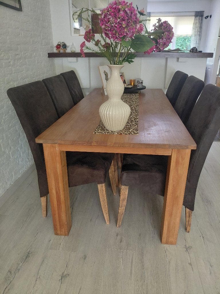 Eetstoelen en eettafel, Huis en Inrichting, Tafels | Eettafels, Ophalen, Gebruikt, 50 tot 100 cm, Vier personen