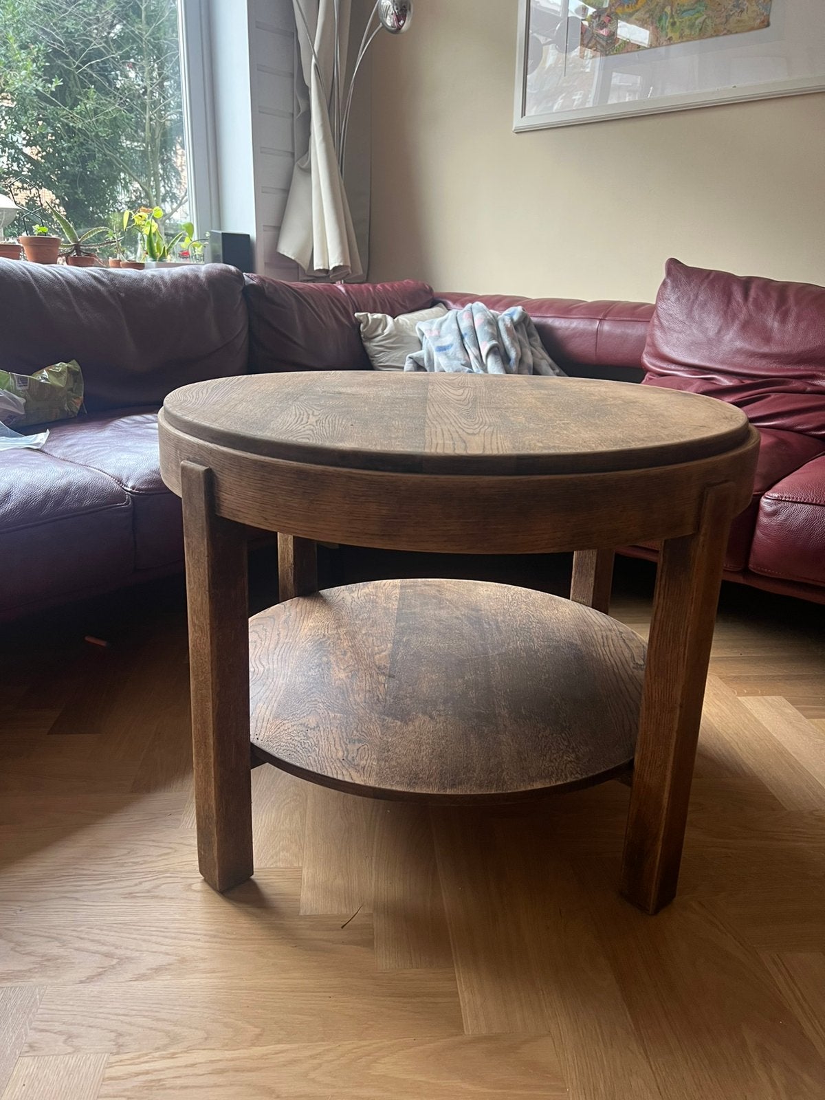 Massief houten salontafel rond, Ophalen, 50 – 75, Rond, 50 tot 100 cm