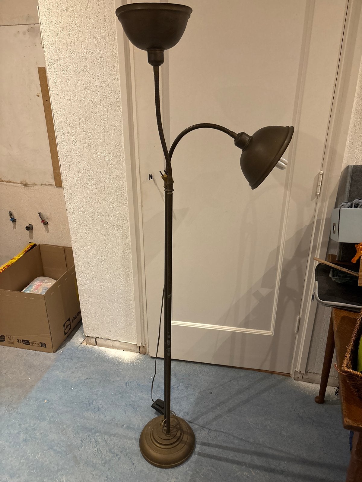 Verstelbare Schemerlamp Brons/Messing, Ophalen, Gebruikt, Metaal, 100 tot 150 cm