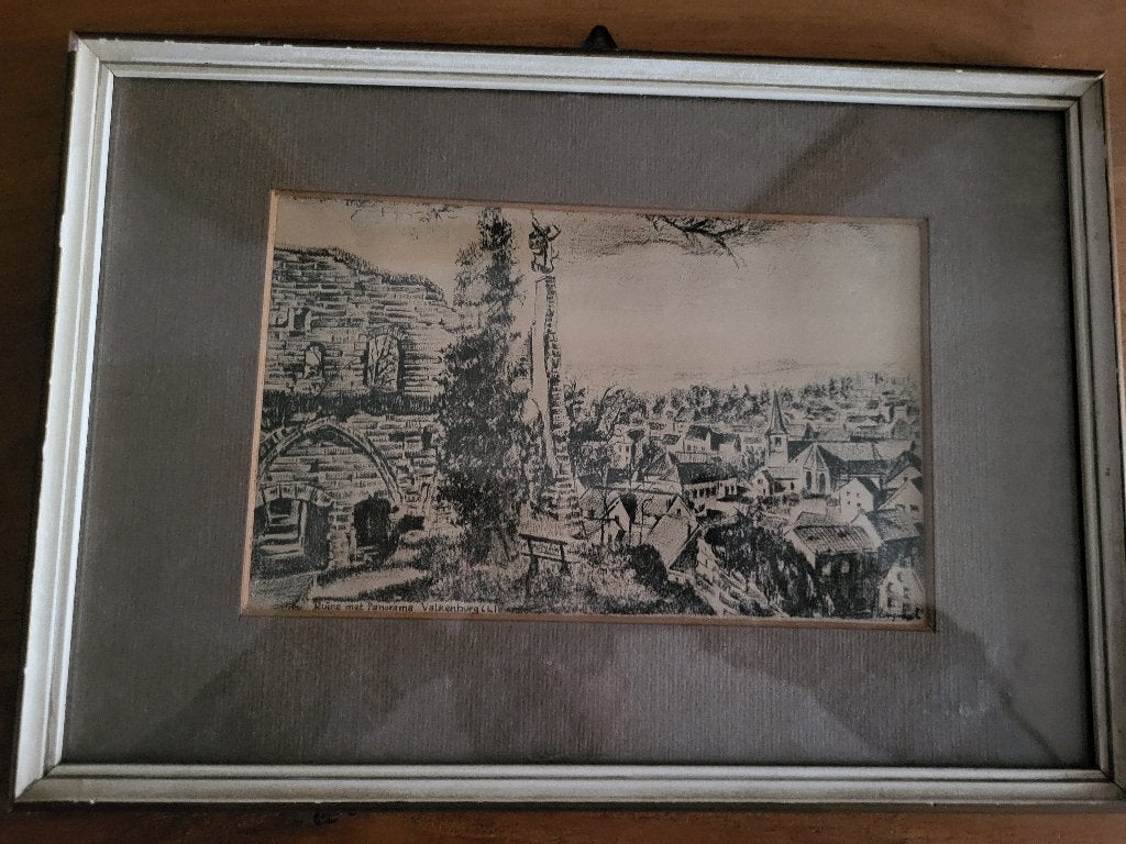 Ingelijste prent Uitzicht over Valkenburg, Ophalen of Verzenden