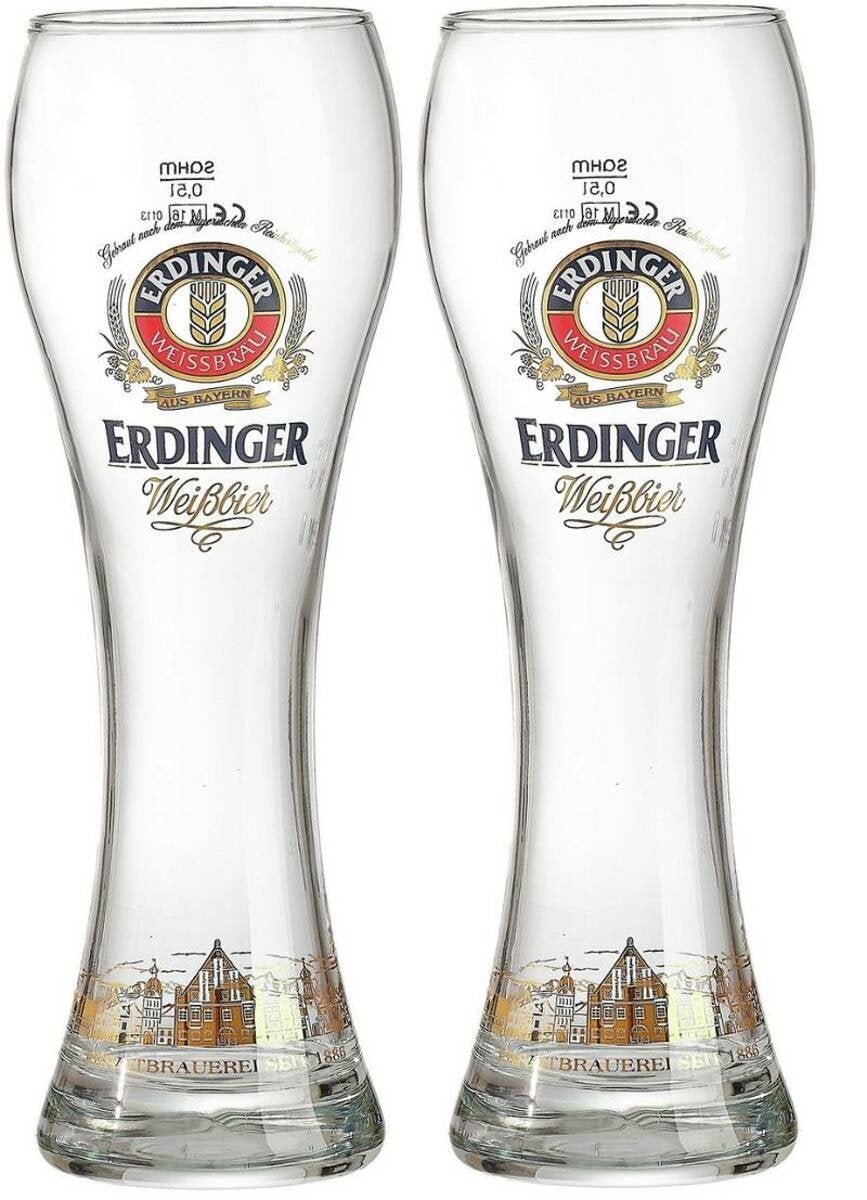 Speciale Erdinger bierglazen  - Nieuw!! 2 stuks, Ophalen, Nieuw, Glas of Glazen