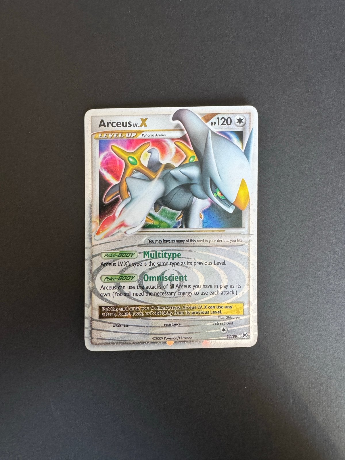 Arceus LV.X Pokémon kaart - Platinum: Arceus set, Ophalen, Gebruikt, Losse kaart, Foil