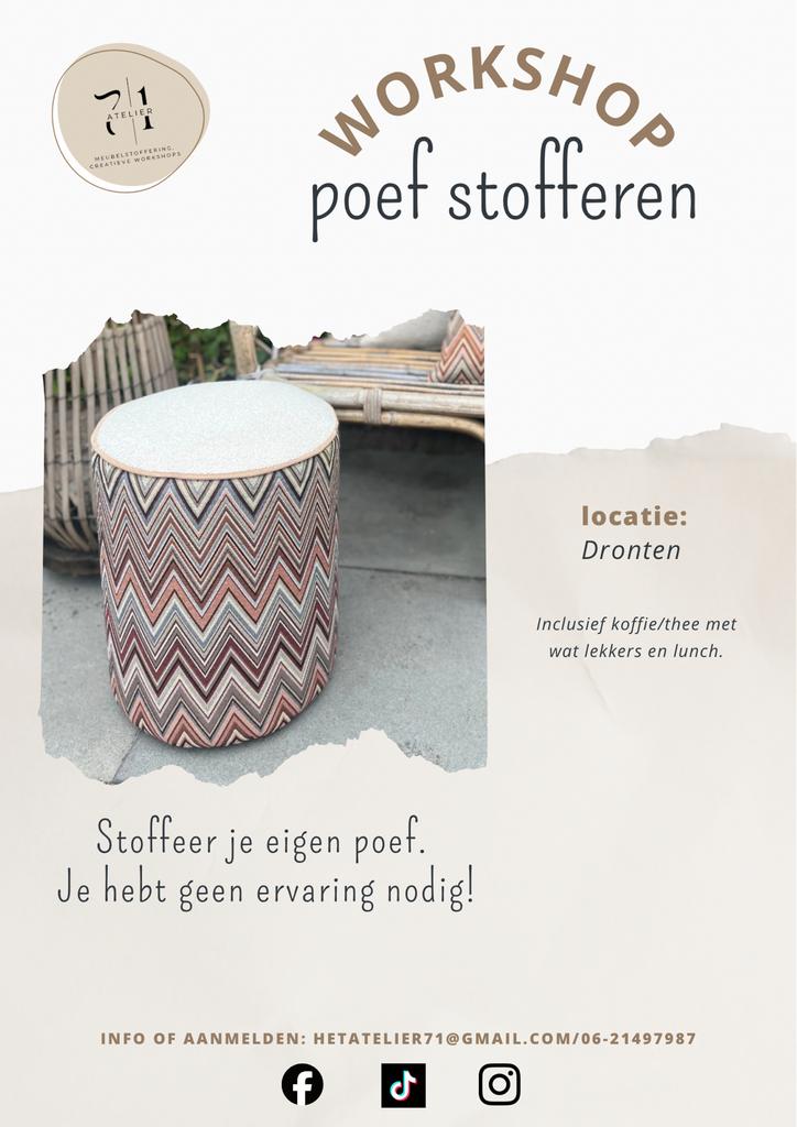 Workshop poef stofferen, Hobby of Vrije tijd