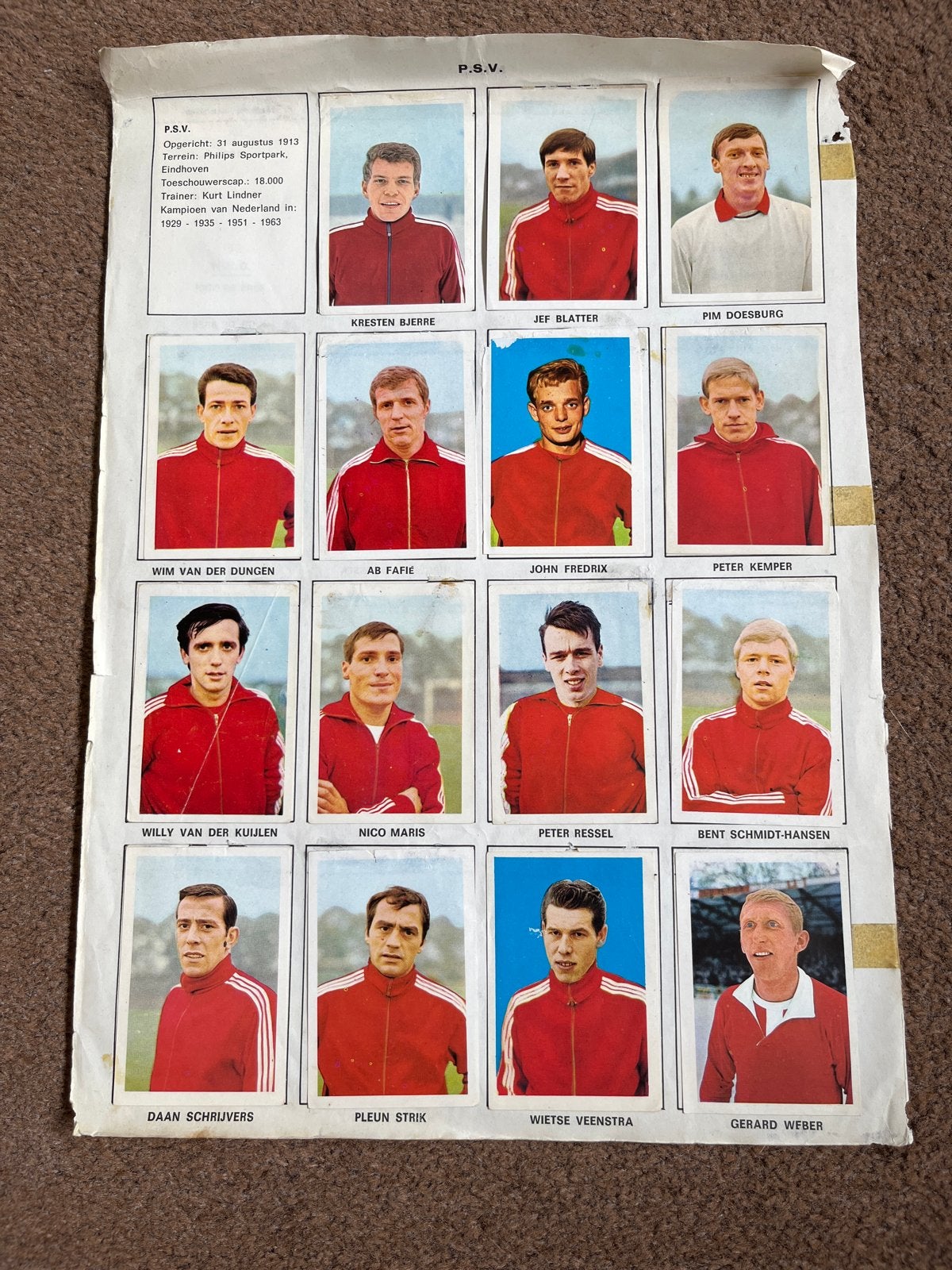PSV Voetbalplaatjes uit 1969/70 - Zeldzame Collectie, Ophalen of Verzenden, Gebruikt, PSV, Poster, Plaatje of Sticker