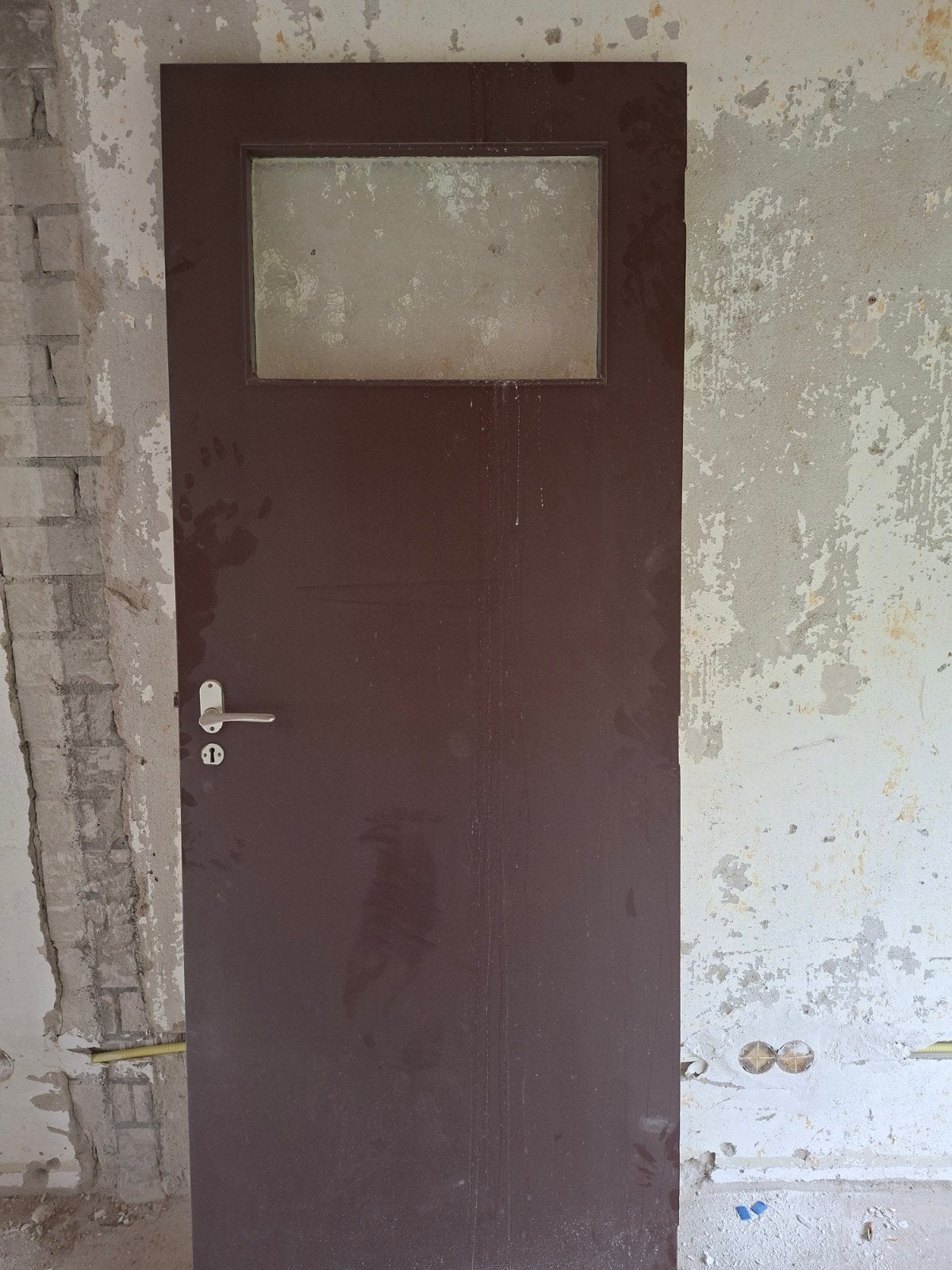 Houten binnendeur met glas, Doe-het-zelf en Verbouw, Ophalen, Gebruikt, 80 tot 100 cm, Binnendeur