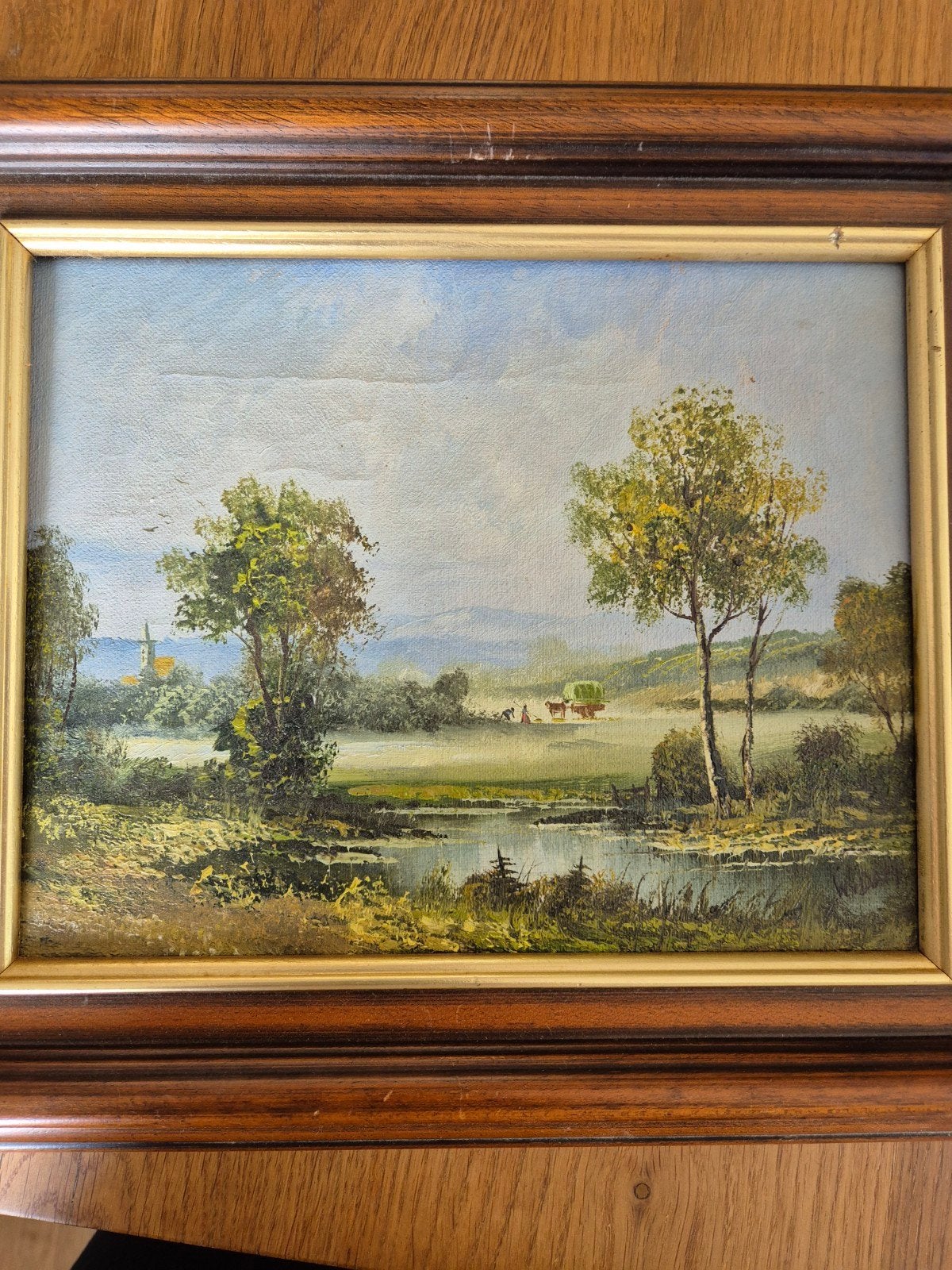 Schilderij van W. van Dam - Hollands Landschap, Antiek en Kunst, Kunst | Schilderijen | Klassiek, Ophalen of Verzenden