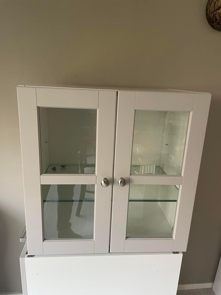 IKEA LERHYTTAN Bovenkast met glazen deuren, Ophalen, 50 tot 100 cm, Zo goed als nieuw, Minder dan 100 cm