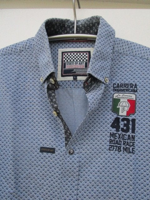 La Carrera Panamericana overhemd, State of Art, maat L, Blauw, Zo goed als nieuw, Halswijdte 41/42 (L), Ophalen