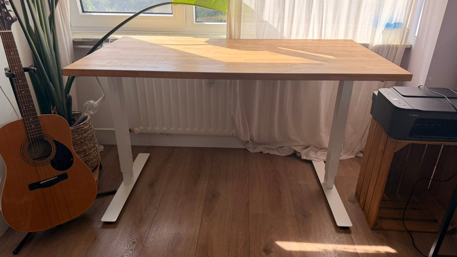 Zit/sta bureau (niet elektrisch), Huis en Inrichting, Bureaus, Ophalen, Zit-sta bureau, Gebruikt, Hout