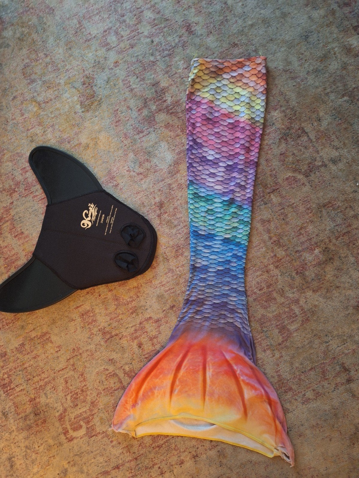 Zeemeerminstaart met monovin - Regenboogkleuren, Ophalen of Verzenden, Gebruikt, Meisje