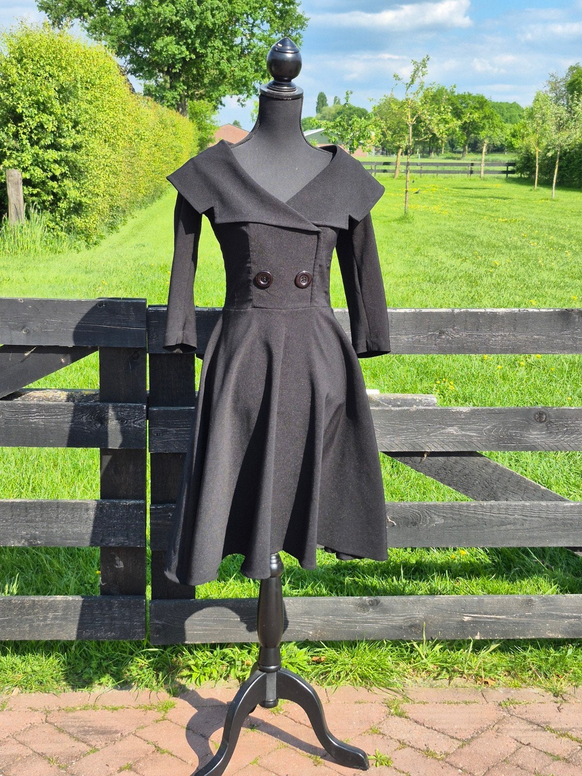 Jurk secretary swing bettie page zwart vintage maat s, Ophalen of Verzenden, Zo goed als nieuw, Maat 38/40 (M), Zwart