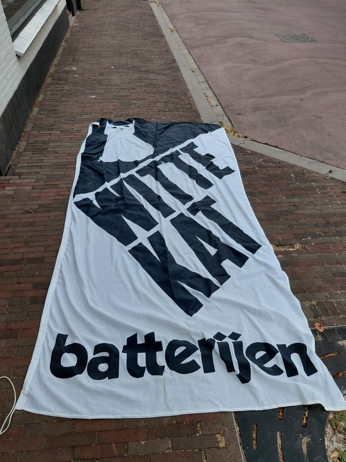 Witte Kat Batterijen Reclamevlag, Reclamebord, Gebruikt, Verzenden, Witte Kat