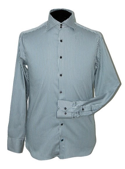 British Indigo gestreept overhemd, shirt, Mt. S, Halswijdte 38 (S) of kleiner, Zo goed als nieuw, British Indigo, Verzenden