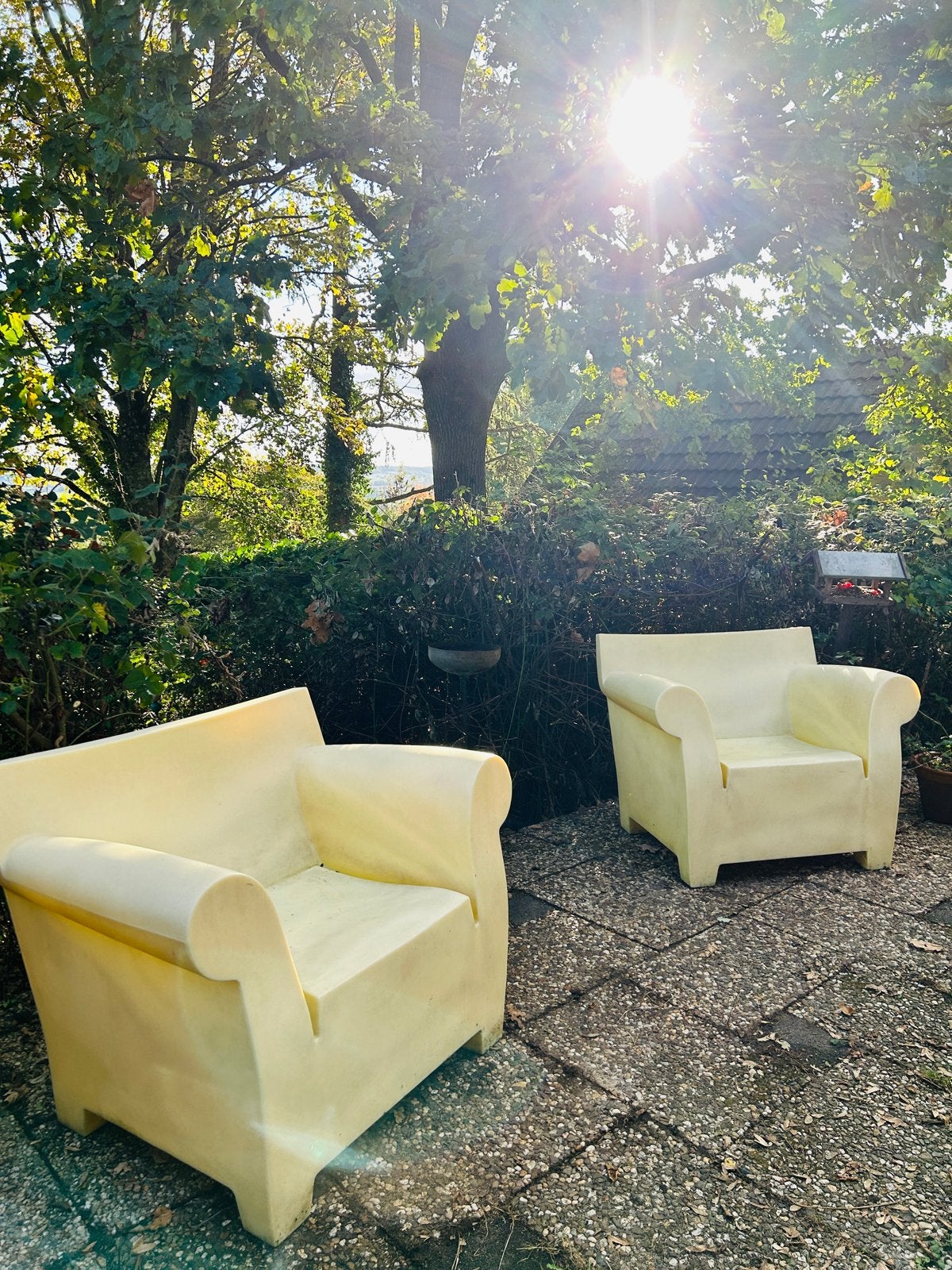 2x Kartell Bubble Club Fauteuil - Philippe Starck - Geel, Ophalen, Gebruikt, Kunststof