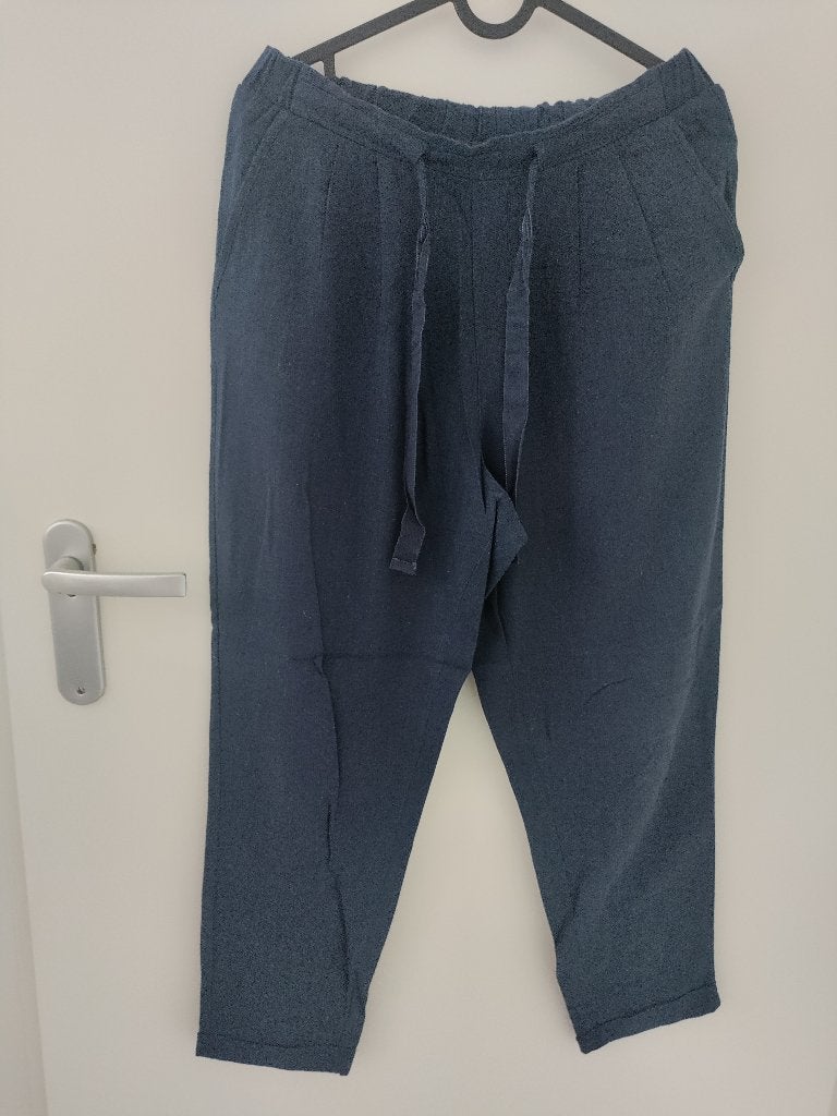 Trousers navy blue linen Springfield size 36, Blauw, Ophalen of Verzenden, Zo goed als nieuw, Maat 36 (S)