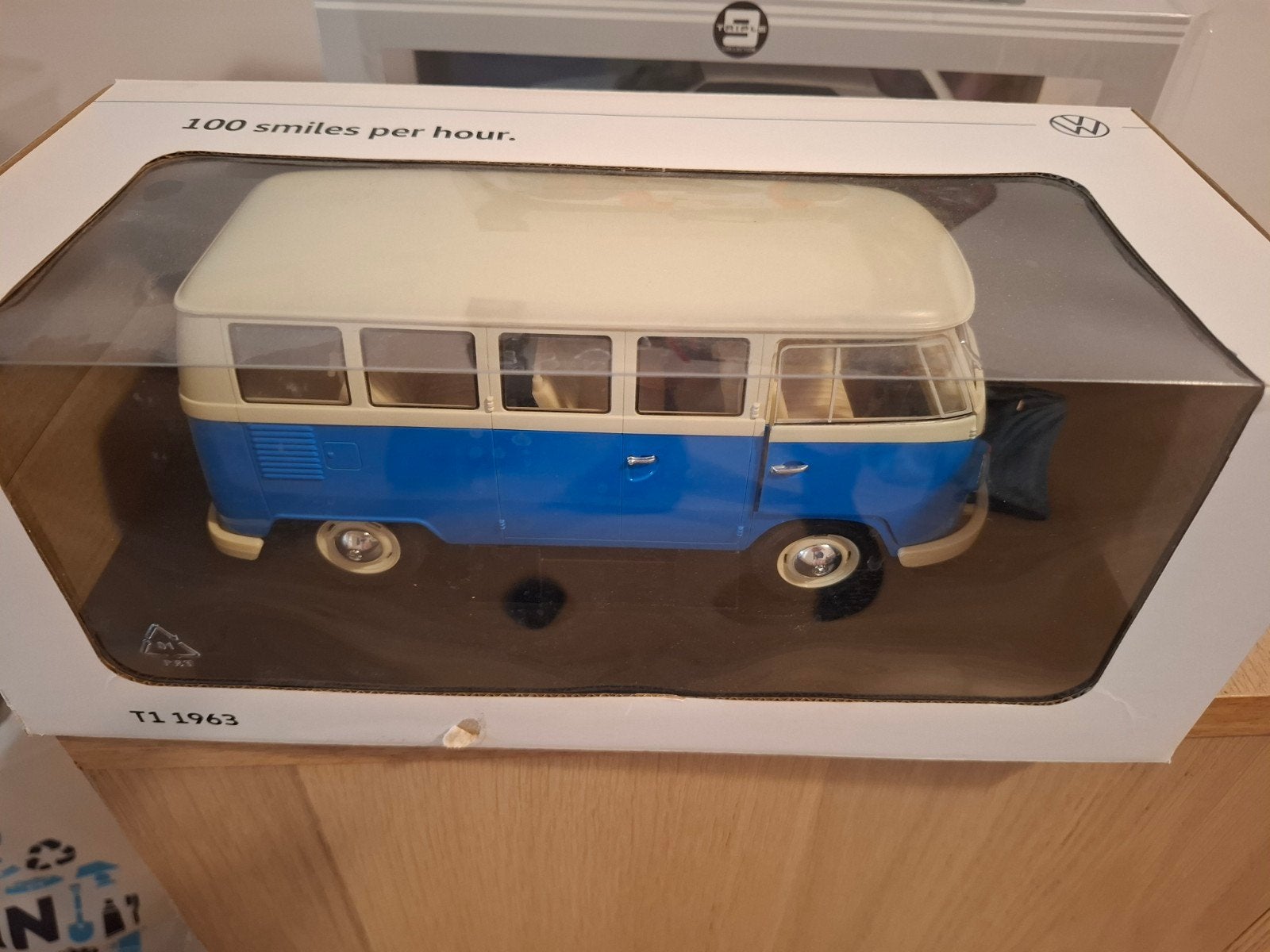 Volkswagen T1 1963 Modelauto - Blauw/Wit, Overige merken, Auto, 1:32 tot 1:50, Nieuw