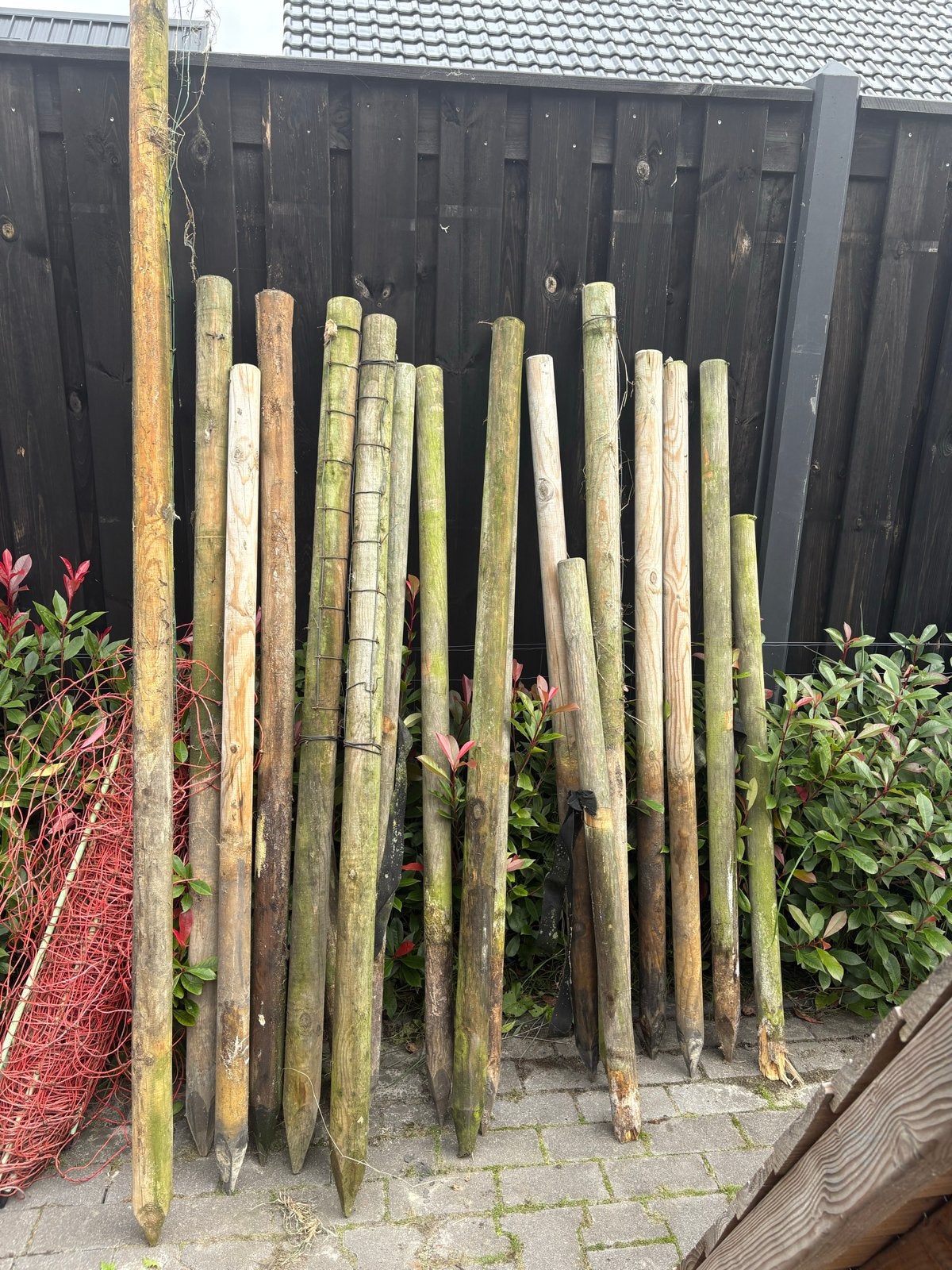 Diverse houten palen (120/150/180 cm hoog), Ophalen, Gebruikt, Minder dan 180 cm, Palen