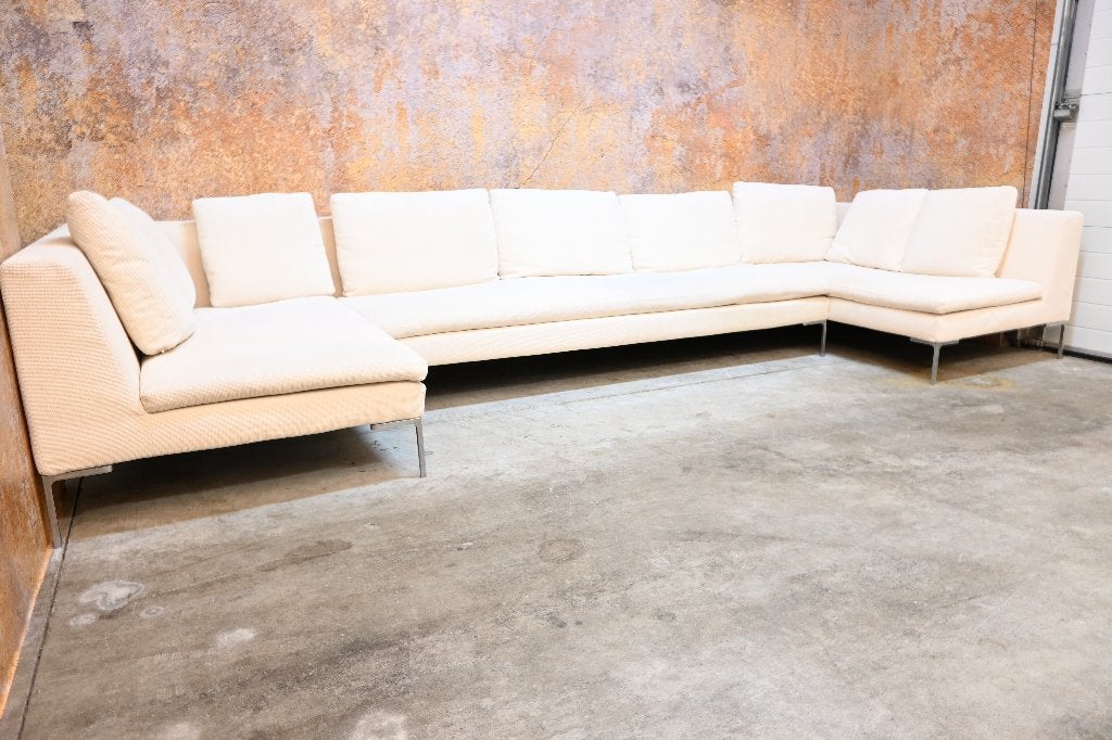 IZGS 2 fraaie stoffen B&B Italia Charles chaise longues, Hoekbank, 300 cm of meer, Ophalen of Verzenden, Zo goed als nieuw