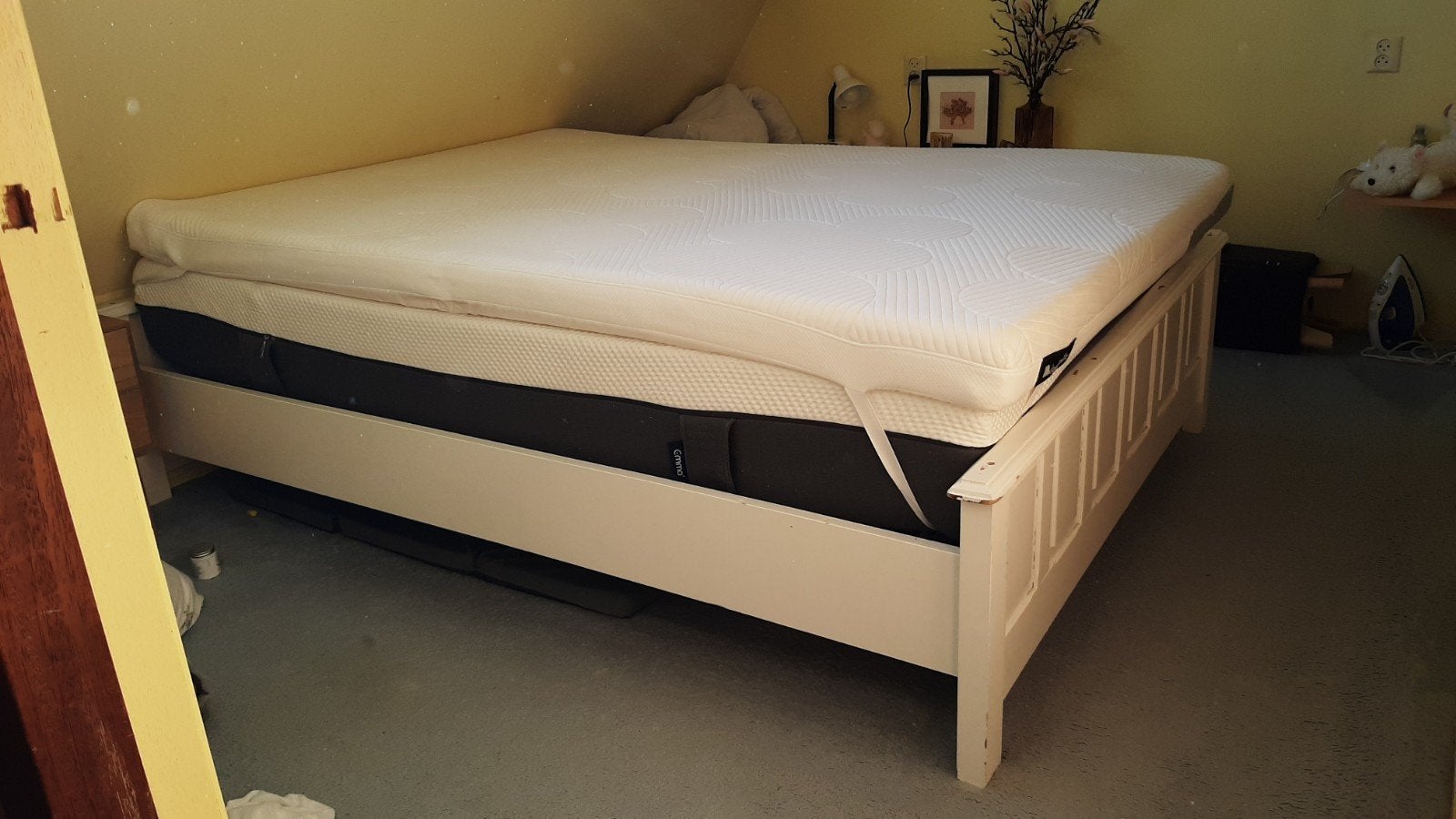 2 persoons vintage bed €25, Ophalen, Gebruikt, Wit, Vintage