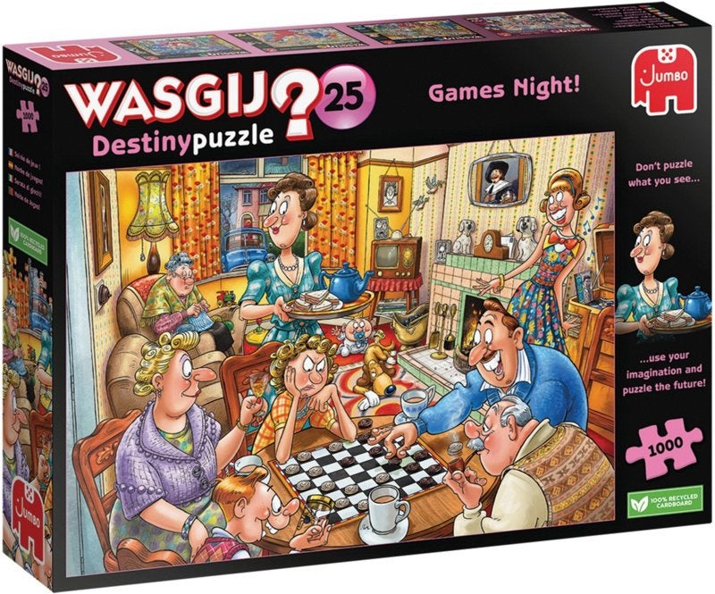 Wasgij Destiny 25 - Spelletjesavond - 1000 stukjes, Ophalen of Verzenden, 500 t/m 1500 stukjes, Nieuw, Legpuzzel