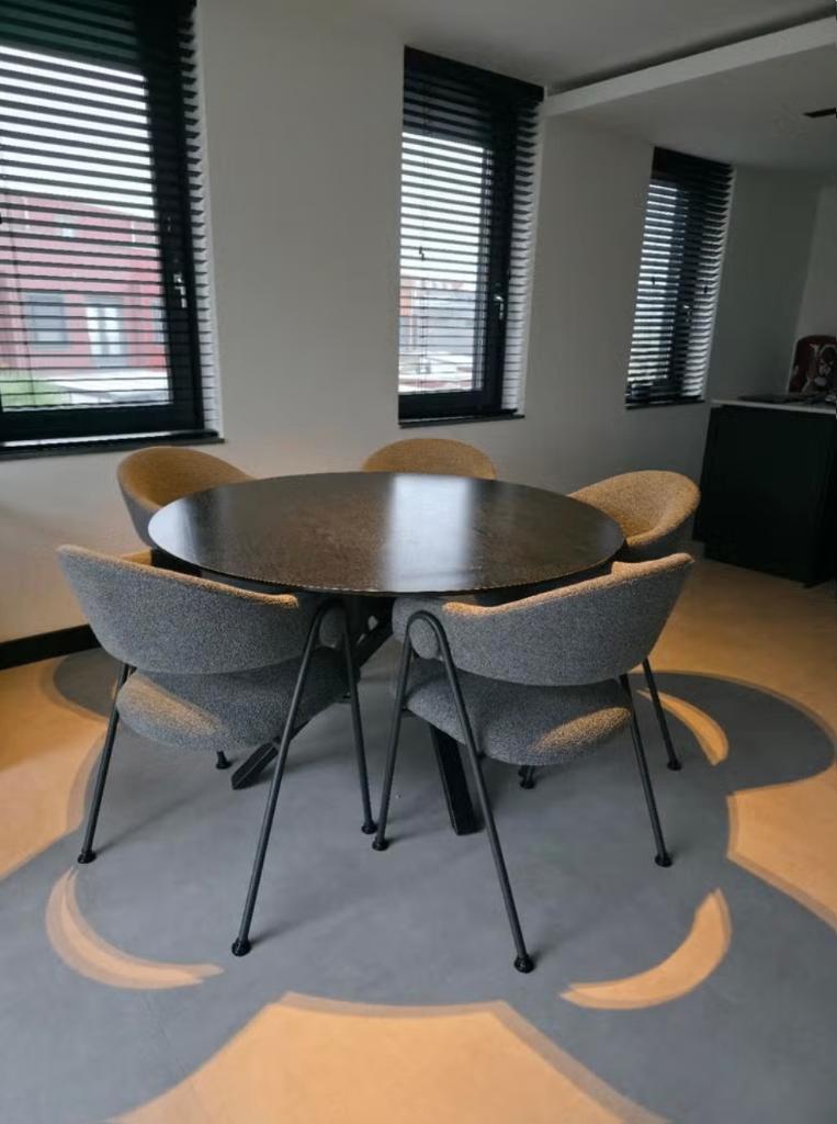 Antraciet Teddy stoelen met vloerbescherming - 5 stuks, Huis en Inrichting, Stoelen, Ophalen, Zo goed als nieuw, Modern, Teddy