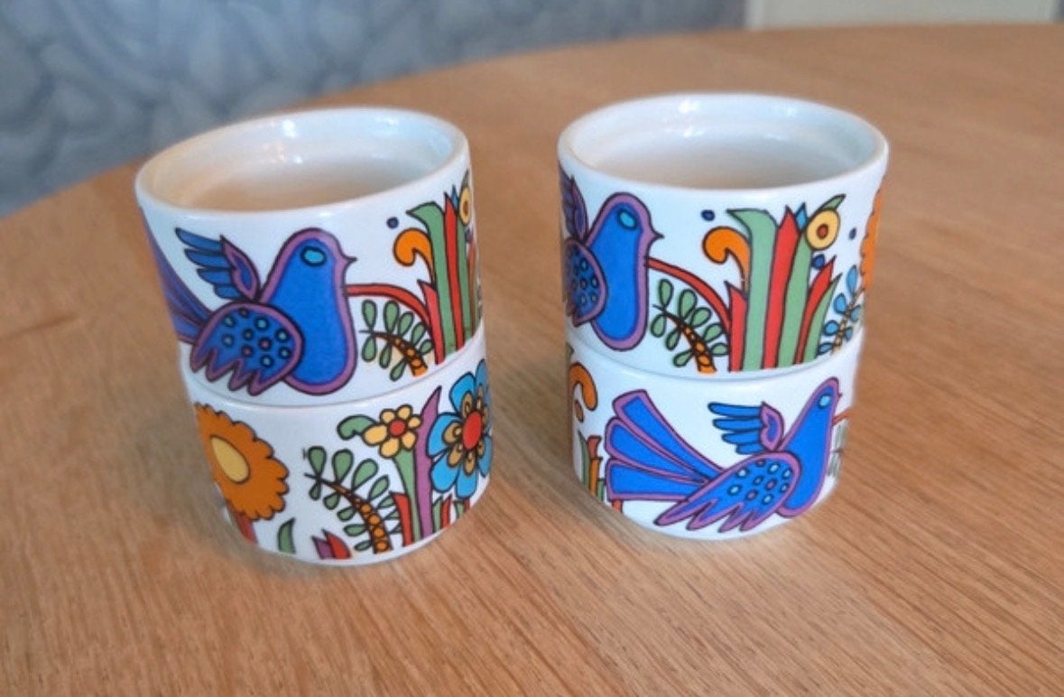 4 Villeroy & Boch eierdopjes acapulco, Vintage, Ophalen of Verzenden, Zo goed als nieuw, Porselein