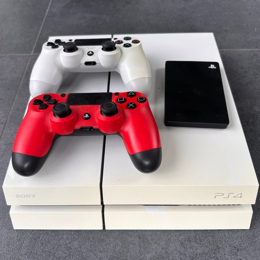 witte PlayStation 4, 2TB opslag, 2 controllers en 22 games., Ophalen, Met 2 controllers, Met harde schijf, Original