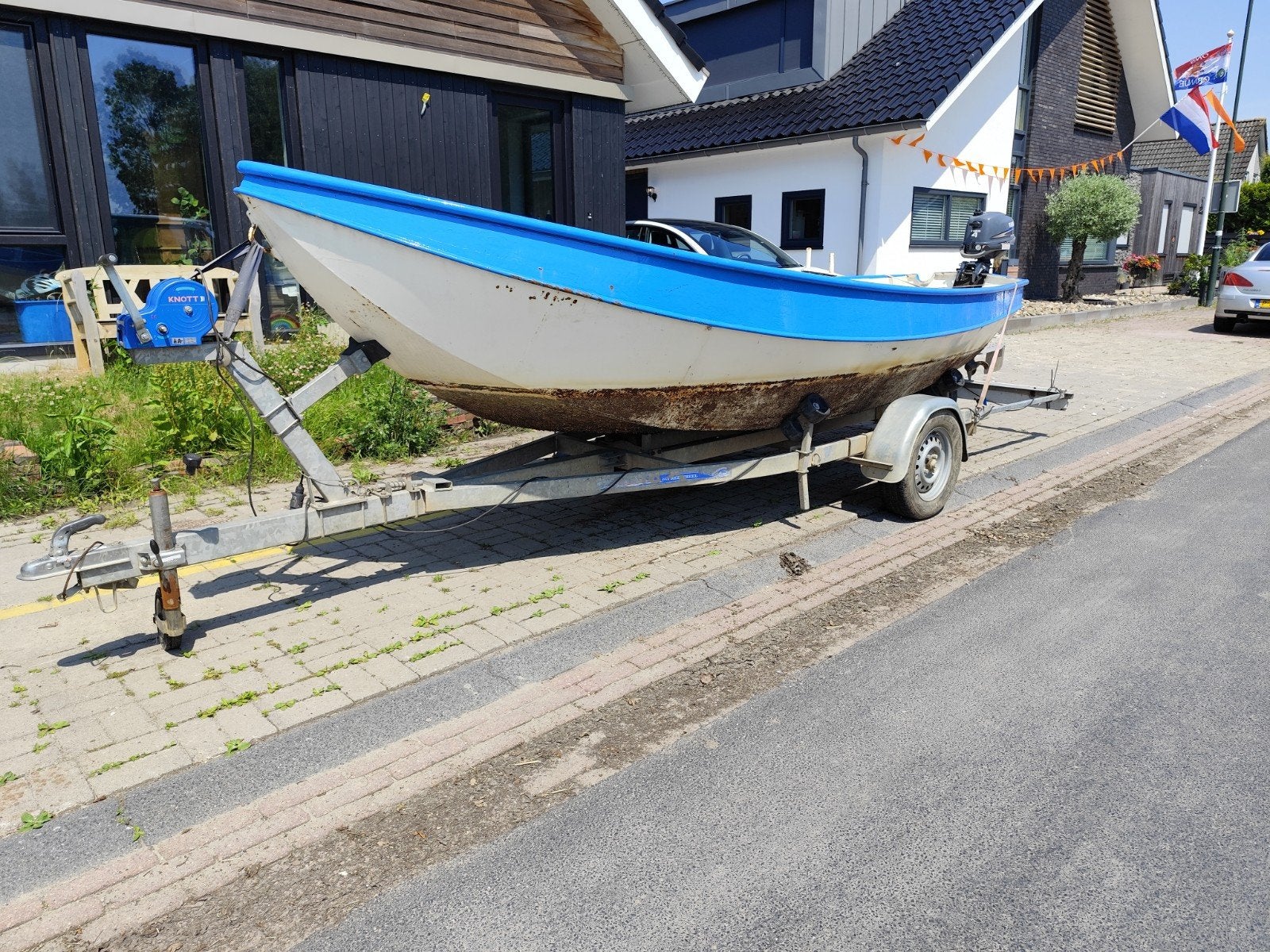 Prachtige Beenhakker vlet met aanhanger, Ophalen, Gebruikt, Staal, Buitenboordmotor