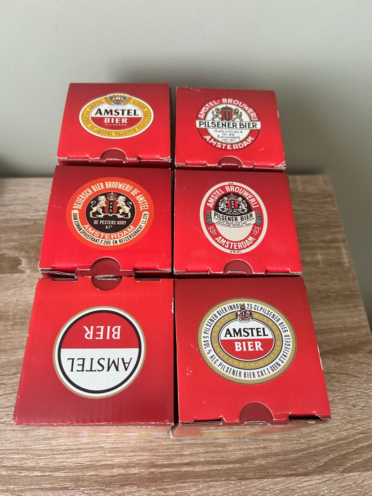 Collectie van 6 historische Amstel bierglazen, Ophalen of Verzenden, Nieuw, Glas of Glazen, Amstel