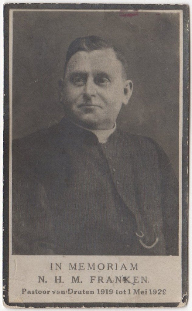 pastoor Norbert H. Franken 1875 Tilburg + 1929 Druten, 54 jr, Verzamelen, Ophalen of Verzenden