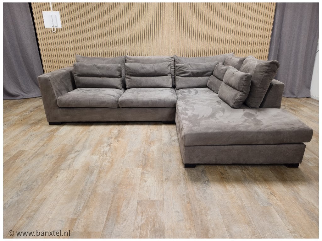 Zeer Mooi Taupe Suede Stof Hoekbank !!! - TOP CONDITIE !!!, Info@banxtel.nl, Hoekbank, Hoekbank, Ophalen of Verzenden