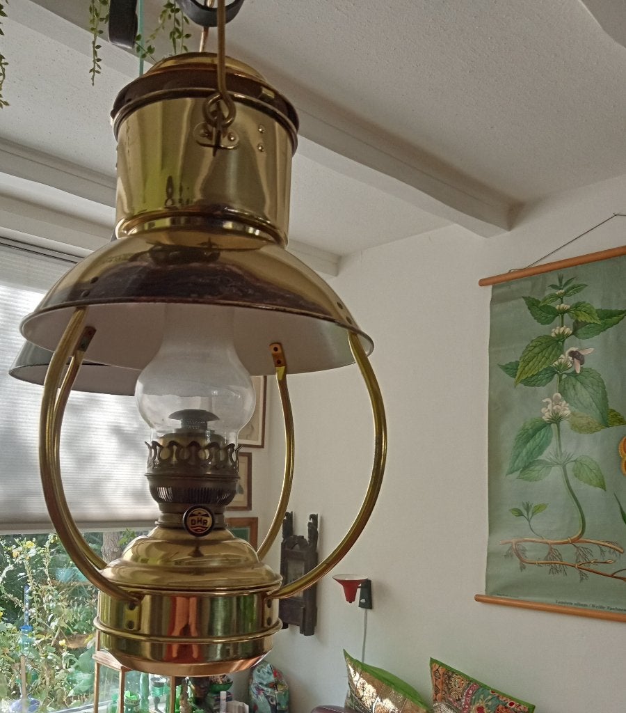DHR scheeps olielamp Trawlerlamp  messing   werkt perfect, Ophalen of Verzenden, Zo goed als nieuw, Motorboot of Zeilboot, Overige typen
