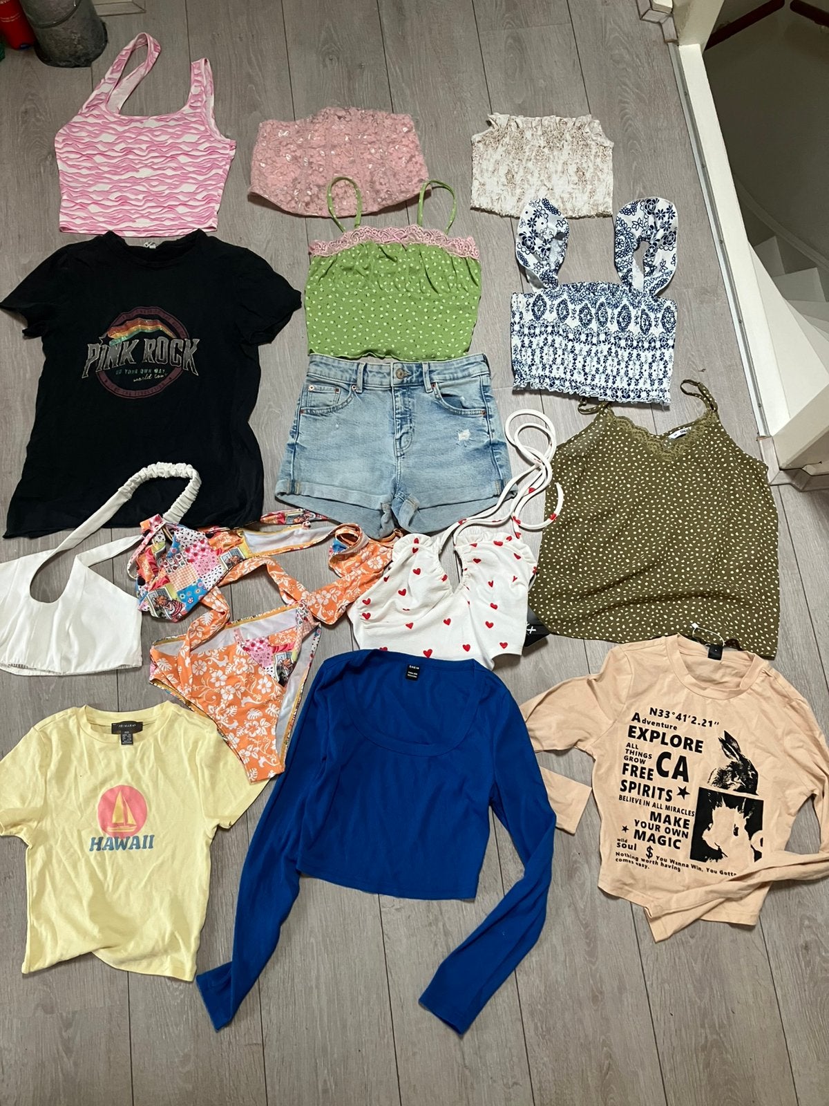Pakket maat XS - tops shirts spijkershort, Kinderen en Baby's, Kinderkleding | Maat 164, Ophalen of Verzenden, Nieuw, Meisje, Shirt of Longsleeve