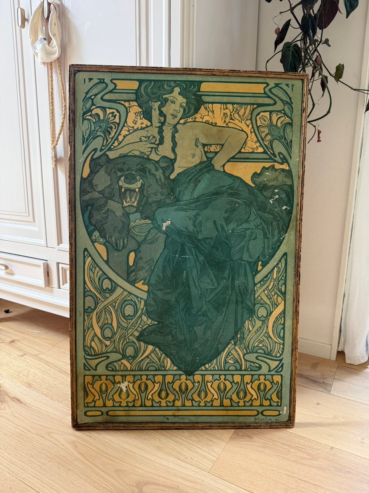 Mucha kunst art deco lijst hout vintage, Ophalen of Verzenden, Aardrijkskunde