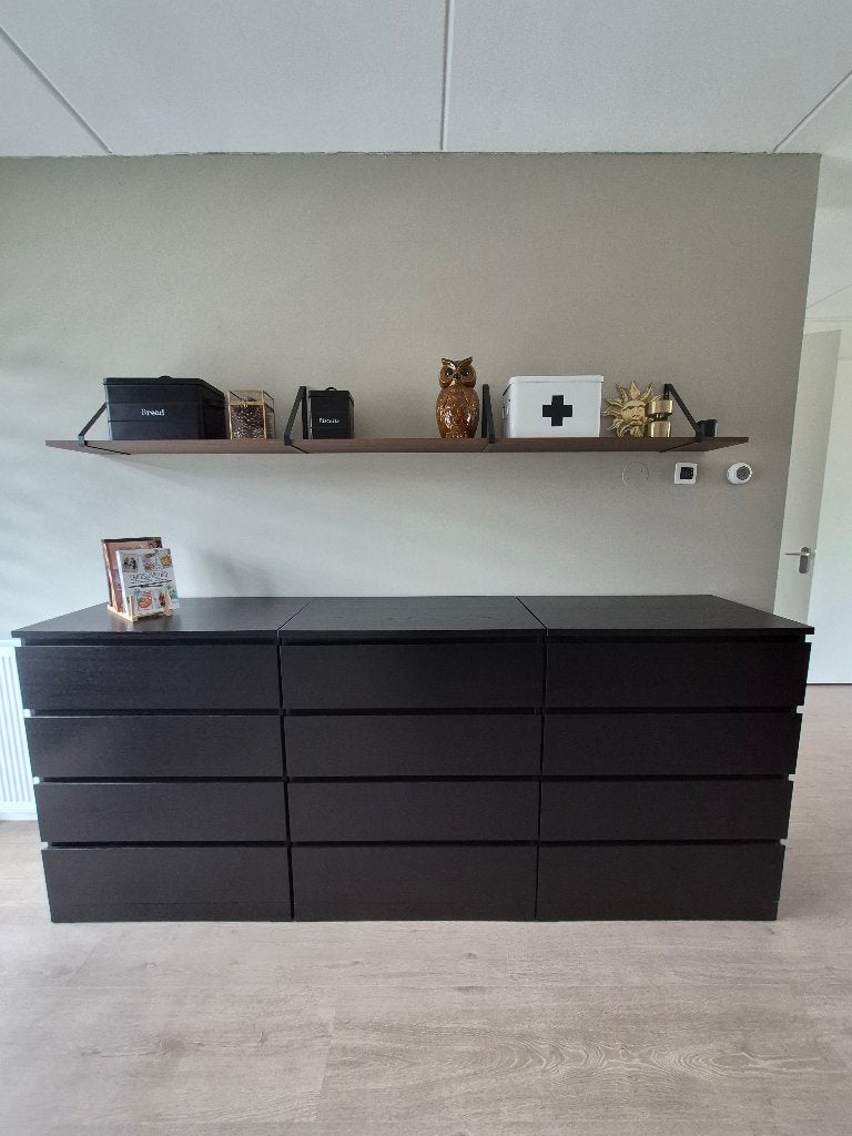 Ikea ladekast Malm zwart (3 stuks - mag ook los weg), Ophalen, 100 tot 150 cm, 50 tot 100 cm, Zo goed als nieuw