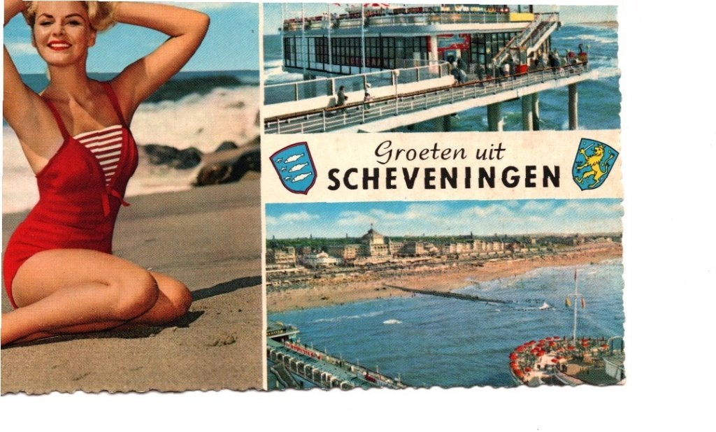 Oude Ansichtkaart Groeten uit Scheveningen Pier Strand, Ophalen of Verzenden, 1960 tot 1980, Gelopen